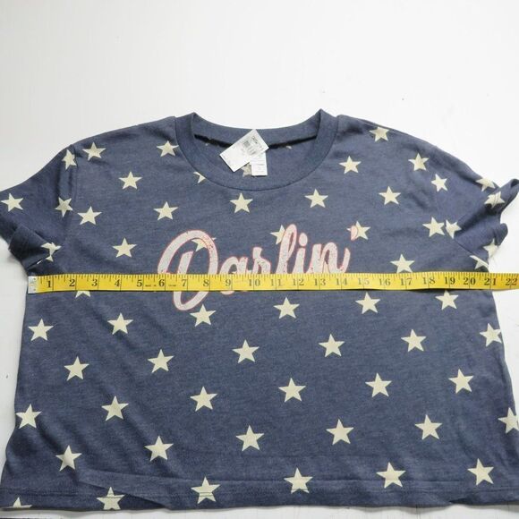 Alternative Darlin Stars Crop Top T-Shirt Women's Size Small Blue White Print Sh - Picture 6 of 8